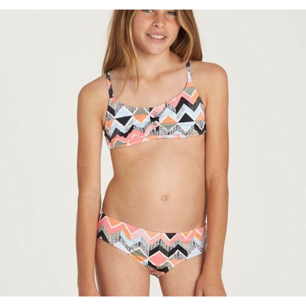 Billabong Girls Zigginz Crossback Bikini Two Piece Set Multicolor Size 5